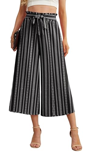Image of IWOLLENCE Women Flowy Loose Wide Leg Pant Summer Beach Casual Trousers high Waist Adjustable Knot Business Work Casual Pants