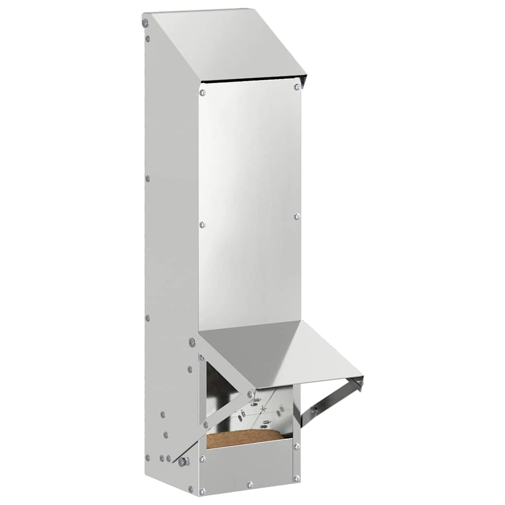 Karmnik dla kur z ocynkowanej stali z dachem, 13 x 12 x 51 cm, odporny na warunki atmosferyczne, do użytku wewnątrz i na zewnątrz, pojemność 5 kg, praktyczny pojemnik na zapasy grawitacyjny