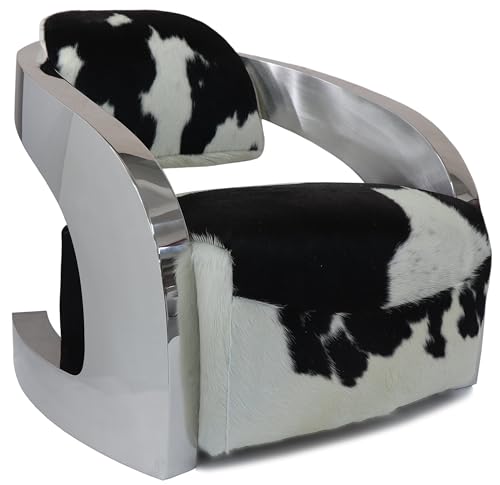 Sillón Curvo de Cuero con Estructura de Acero Negro miniatura 1