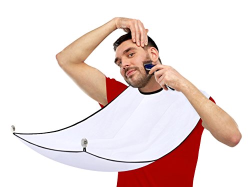 Beard Smart, Beard and Mustache Shaving Bib, Beard Hair Catcher, Beard Apron (White)