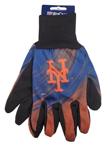 WinCraft MLB Two Color Grip Palm Halftone Utility Gloves (New York Mets)