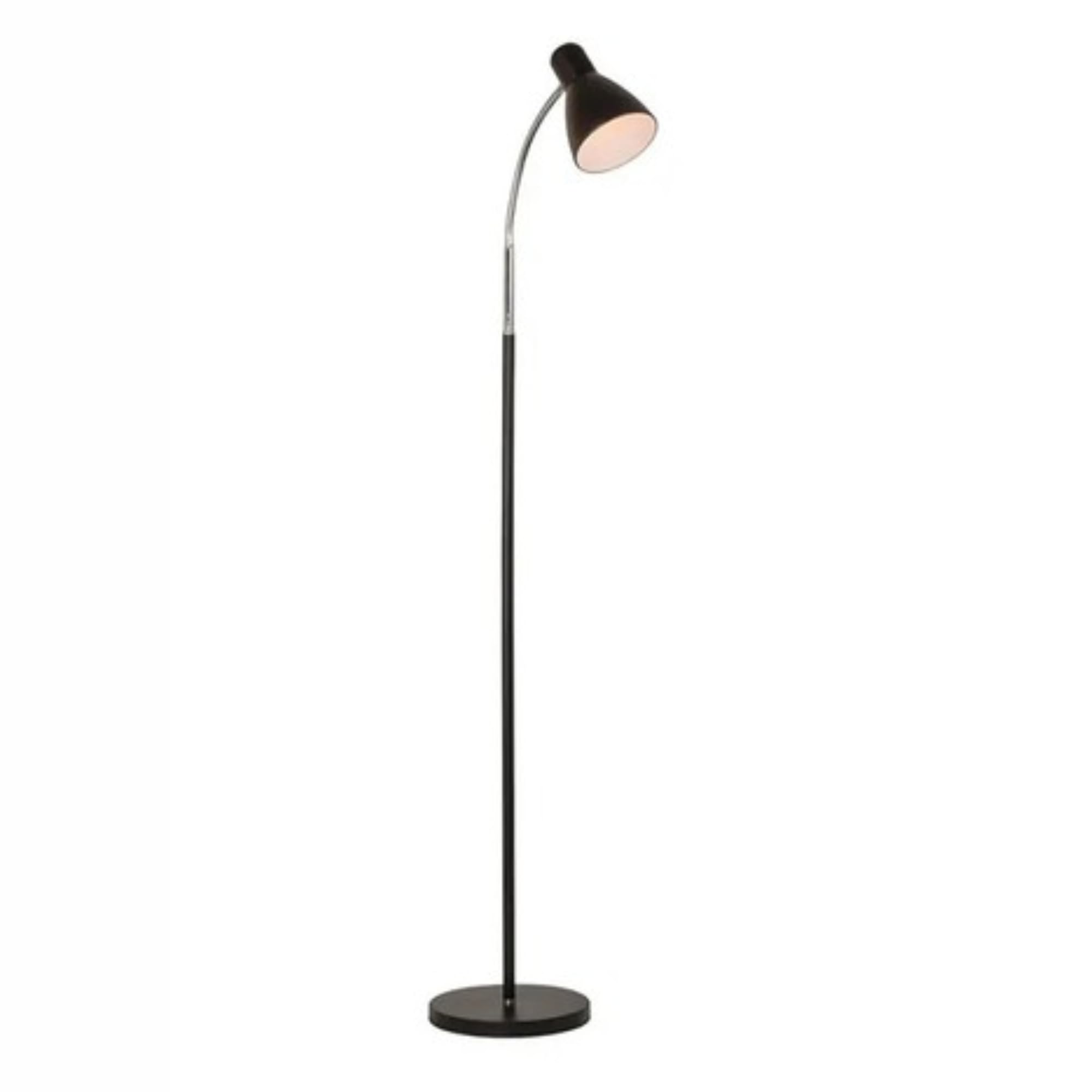 DUAS Adjustable Metal Floor Lamp with Heavy Base, Gooseneck Reading Light, LED Compatible, Modern Design, 40W 120V for Office & Living Room, Black/White (Black)