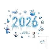 Weihnachts-Fensteraufkleber | 2026 abnehmbare, wasserfeste, winterliche Fensteraufkleber, Weihnachtsdekoration | für Partydekorationen, Schlafzimmer, Wohnung, Restaurant, Autospiegel, Glasgeschäft