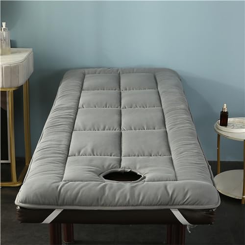 Highdi Colchón para Camilla de Masaje on Agujero, Colchón de Masaje Plegable Suave Cómodo para Camilla de SPA, Salón de Belleza,Funda para Camilla (60x180cm,Gris)