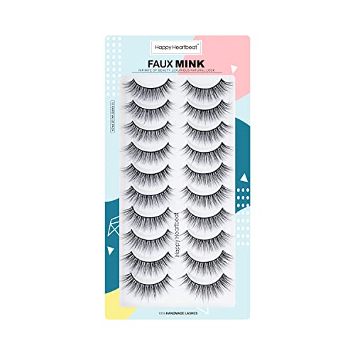 5D False Lashes Wispy Natural, Cat-Eye Short False Eyelashes, Supernatural Cross Fluffy Soft Reusable Faux Mink Lashes,10 works