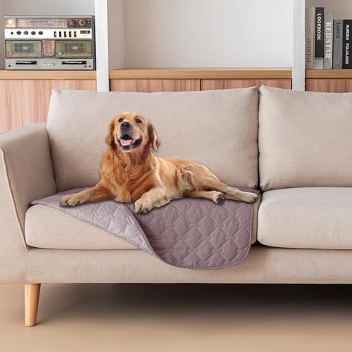 Image of gogobunny 100% Double Sided Waterproof Dog Blanket Soft Pet Bed Cover Reversible Protect Furniture Couch Sofa Car for Puppy Large Dog Cat (Dark Sea Fog /Light Sea Fog, 30x30 Inch (Pack of 1))