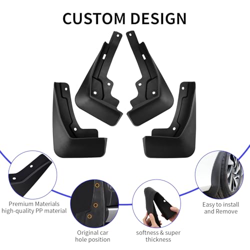 Image of KELCSEECS Car Mud Flaps Fit for Nissan Rogue 2021-2023 Mud Flaps, Front & Rear Mud Splash Guard Compatible with 2023-2021 Rogue Mudflap Fender Guards, 4 Pcs Mud Guard Kit Accessories Black