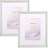 YiPinYin Classy Silver Plated 8x10''Photo Frame 2 pack,Classic Beaded Frame 8x10'' Mat 5x7'',Real Glass Front and Velvet Backing,Perfect Gifts and Treasured Memories