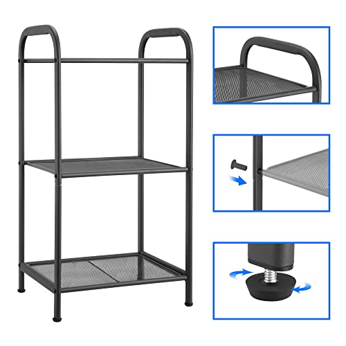 Max Houser Storage Rack With Shelf,Industrial Style Extendable Plant Stand, Standing Shelf Units For Kitchen, Bathroom, Office,Living Room, Balcony, Kitchen (Charcoal Gray, 3 Tier) #TOP3