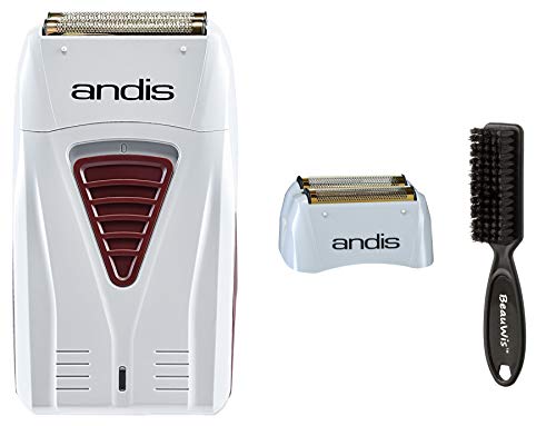 Andis Cordless Men’s Long Lasting Lithium Battery Titanium Foil Shaver Bundled with Replacement Foil Assembly and a BeauWis Brush