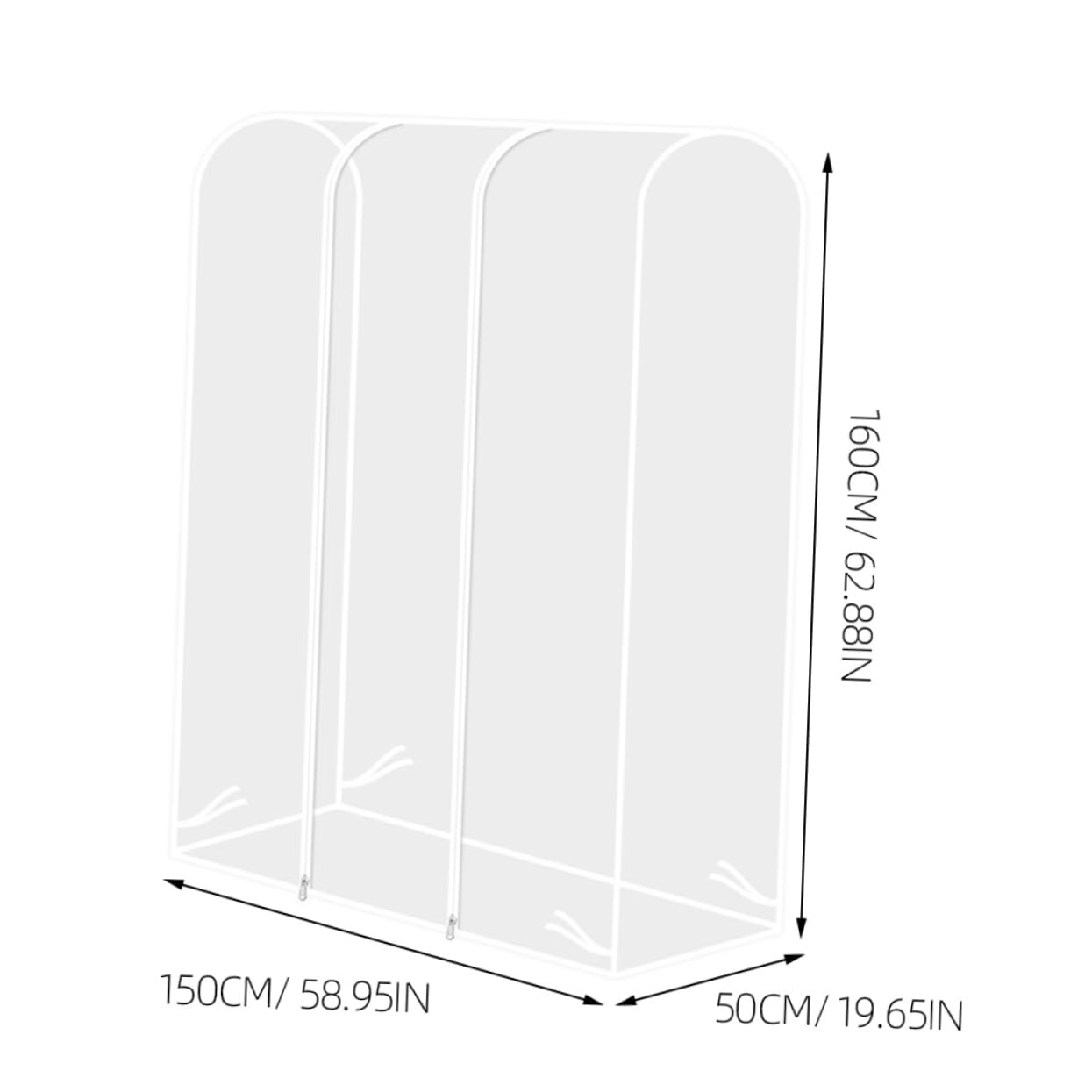 Mikikit Funda Antipolvo para Ropa Plástico Resistente Transparente con Cremallera para Colgar y Gran Capacidad, Protector Conveniente en Hogares y Hoteles