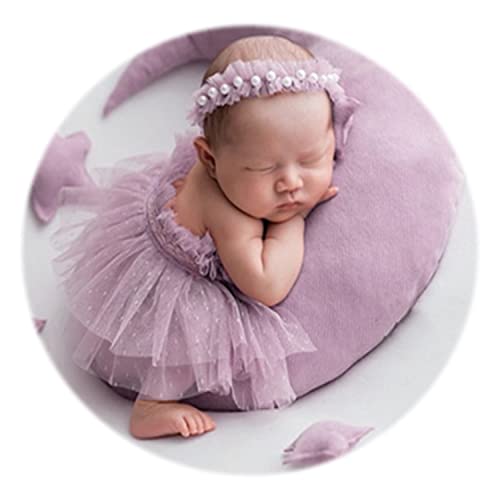 Image of Zeroest Newborn Baby Photography Props Outfits Girl Lace-Tulle Skirt Baby Girls Photo Prop Headdress for Newborn Girl Photoshoot