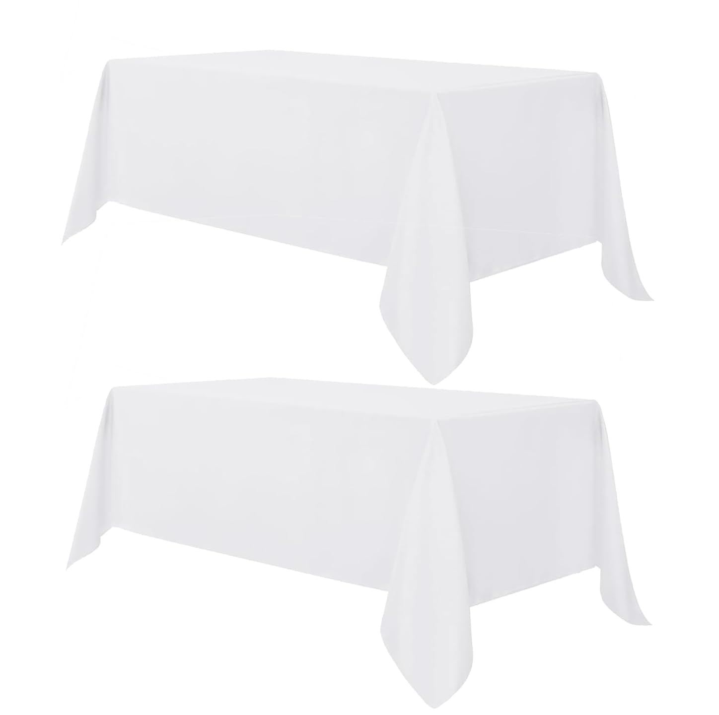 hairyhme White Table Cloth 60X102Inch (152x260cm) Polyester Rectangle Tablecloth for 6 Foot Table in Washable Stain and Wrinkle Resistant - 2 Packs — image 1