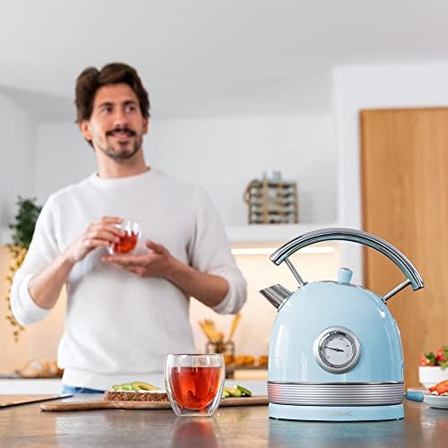 Cecotec Elektrischer Wasserkocher ThermoSense 420 Light Blue, 1,8L Kapazität, 2200W, Temperaturanzeige, 360° Basis, Edelstahl, Vintage-Stil, Blau, Automatische Abschaltung, BPA-frei 5