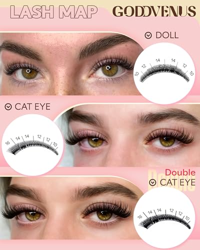 Image of Wispy Lash Clusters Kit Mascara-like Natural Eyelash Clusters Lashes Cluster Eyelash Extensions Kit 10-16mm False Eyelashes Individual Lashes C Curl Lash Extension Kit For DIY