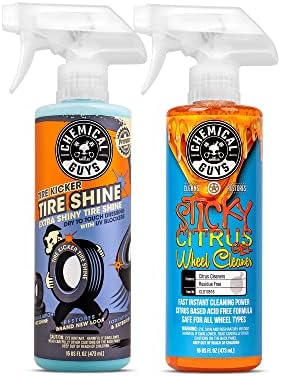Chemical Guys Wheel Cleaner & Tire Protectant Bundle with (1) 16 oz TVD11316 Tire Kicker Tire Shine and (1) 16 oz CLD10616 Sticky Citrus Gel Wheel Cleaner (2 Items)