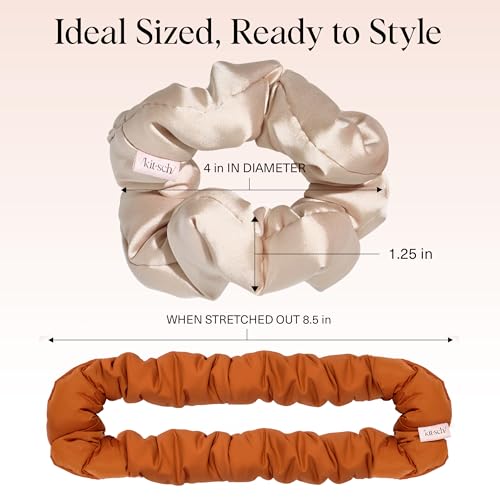 Image of Kitsch Scrunchies for Women - No Crease Hair Ties No Damage | Soft Polyester Scrunchies for All Hair Types | Stylish & Comfortable, For Ponytails & Buns | Ideal Gifts for Women - Sedona, 3pcs