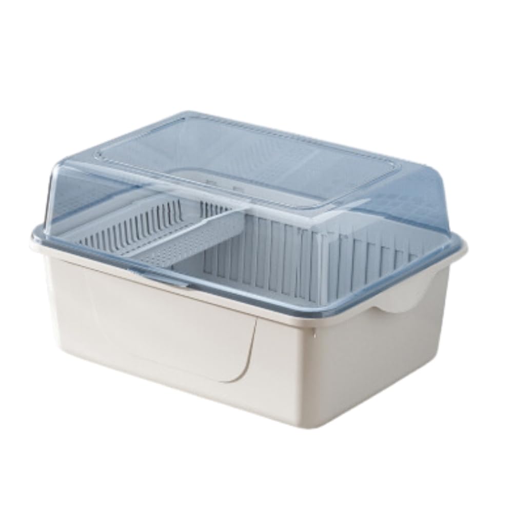 Tropchou 哺乳瓶ラック 収納ボックス 哺乳瓶ケース 乾燥 水切り 衛生的 ほこり防止 蓋付き 大容量哺乳瓶乾燥ラック (ブルー)