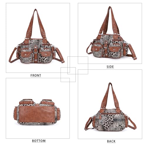 Image of Angel Kiss Hobo Crossbody Purses for Women Shoulder Bag Multipocket Soft Hobo Purses Removable Strap Leather Handbags