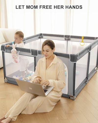 derimkcoa Baby Playpen,Large Play Pen Babies and Toddlers Safety Baby Fence, Indoor & Outdoor Kids Activity Play Center with Anti-Slip Suckers and Zipper (130x130x66cm) - Image 6