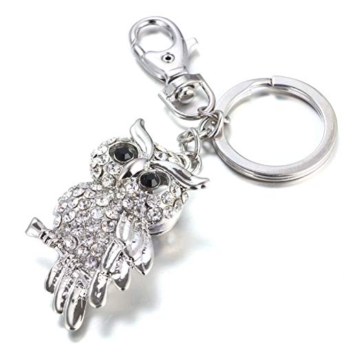 Preisvergleich Produktbild GMTEXTILES Stilvolles weißes süßes langschwanziges Eulentaschen-Schlüsselring-Geburtsta...
