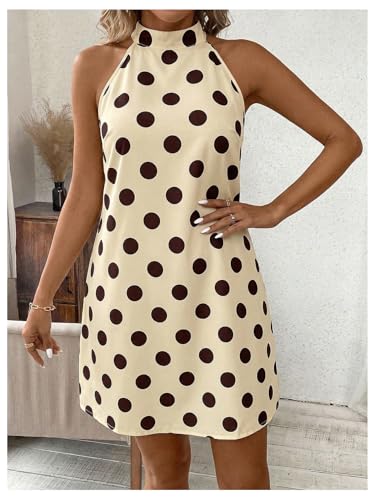 Image of Floerns Women's Sleeveless Floral Print Sundress Halter Neck A Line Short Dress