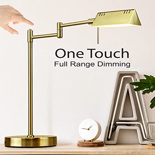 O'bright Led Pharmacy Table Lamp, Full Range Dimming, 12W Led, 360 Degree Swing Arms, Desk, Reading, Craft, Work Lamp, Etl Tested, Antique Brass (Gold) #TOP1
