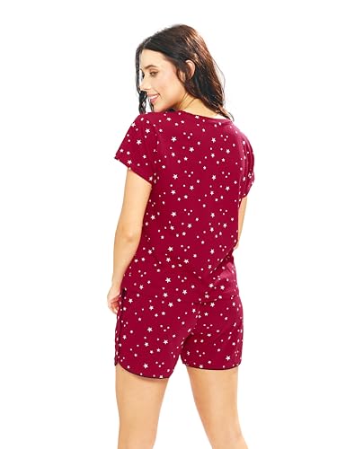 Image of LOTIK Women's Cotton Star Print Top & Shorts Nightwear Set