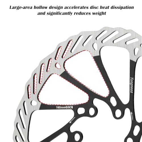 yongness Bicycle Brake Disc Rotor 160 mm 180 mm 203 mm Bicycle Brake Disc with 6 Screws Suitable for Road Bike Mountain Bike BMX MTB (Black 180 mm) - Image 3