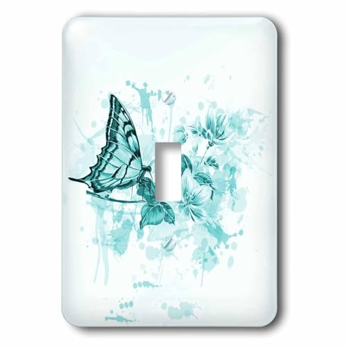 Interrupteur à bascule fleurs turquoise pour remplacer vos plaques ternes