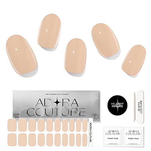 Adora Couture Semi Cured Gel Nail Strips | Semi Cured Stick on Gel Nails Polish Wraps | Glossy, Glitter, Solid Color, French, Ombre, Gradient | Full Nail Decal Stickers Gel Kits for Women - Peach Sand