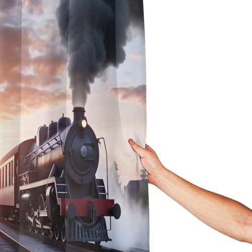 Rideau de douche anti-moisissure train vintage 182x182 cm étanche - 5