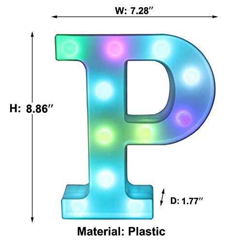 Image of Pooqla Colorful LED Marquee Letter Lights with Remote - Light Up Marquee Signs - Party Bar Letters with Lights Decorations for The Home - Multicolor P
