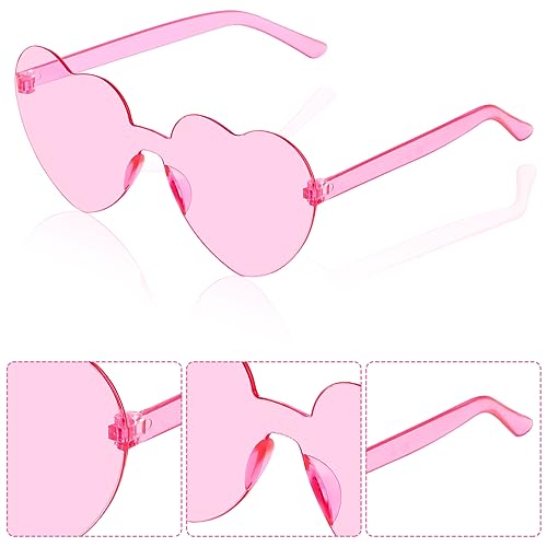Fengek 30 Pcs Heart Shape Sunglasses Frameless Transparent Glasses Party Favors for Women3