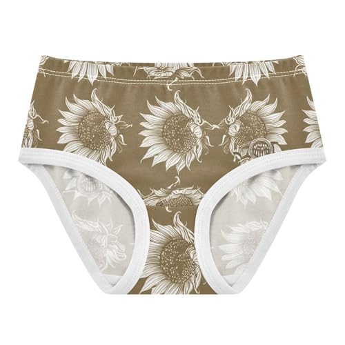 Brown Sunflowers Toddler Girls Underwear 2t Cotton Panties Little Girl Flower Briefs Girls Undies