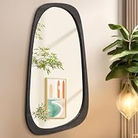 AAZZKANG Asymmetrischer Wandspiegel Mit Holzrahmen – 71,1 X 50,8 Cm, Schwarz, Moderner Deko-Spiegel Für Bad, Wohnzimmer & Flur