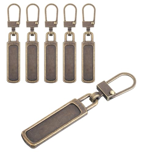 6 PCS Bronze Color Zipper Pulls, Metal Zipper Pull Replacement, Vintage Detachable Zipper Repair Tool for Jacket, Bag, Boots, Purse, Coat, Pants, Jeans, Luggage