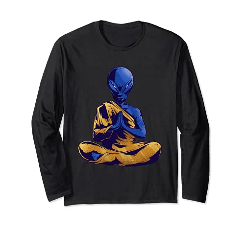 Alien Hippie Yoga Meditation zen Namaste UFO Buda Regalo Manga Larga