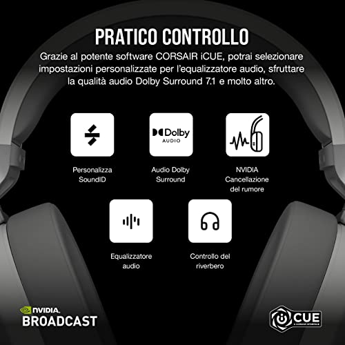 HS65 WIRELESS Cuffia Gaming con Microfono - Wireless a Bassa latenza con Banda da 2,4 Ghz o Bluetooth, Audio Dolby® Surround Sound 7.1, Leggere, Microfono Omnidirezionale - Bianco - Cuffia gaming - Immagine 7