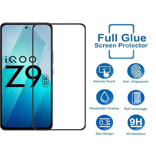 Image of DD SON Tempered Glass Screen Protector Compatible for IQOO Z9 5G (11D) with Edge to Edge Coverage and Easy Installation kit,Black