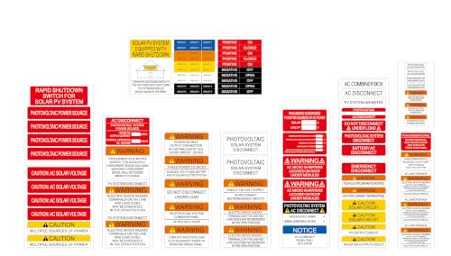NEC 2023 Solar Labels, 88-Piece Reflective Solar System Label Kit for Microinverter Systems, PV Warning Labels for Photovoltaic Systems, Electrical Panels & Solar Installation