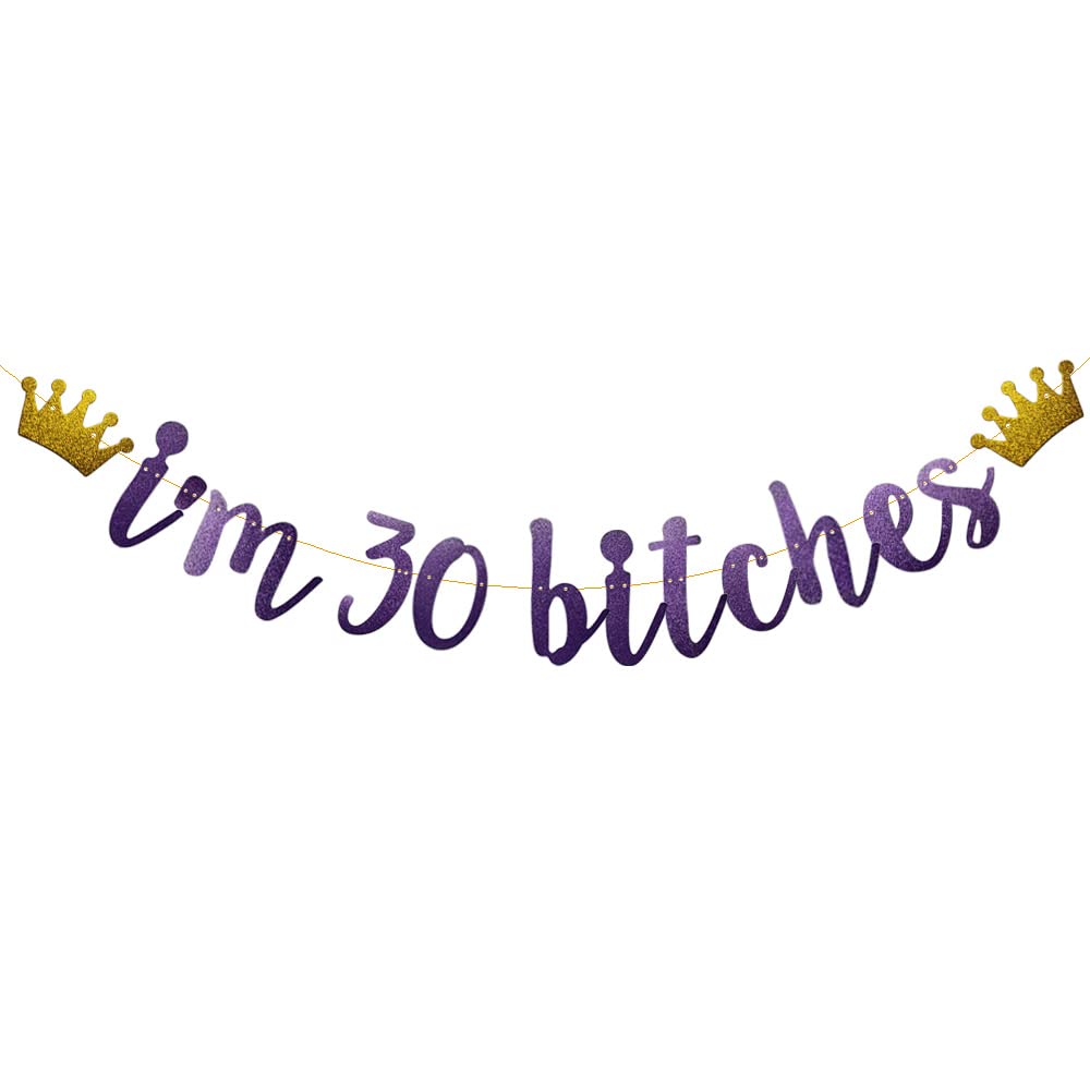 „I’m 35 Bitches“ Geburtstagsbanner – Lila Glitzer-Girlande, Vorgefädelt, Keine Montage Nötig