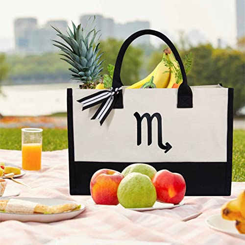 Image of TOPDesign Personalized Initial Canvas Beach Bag, Monogrammed Gift Tote Bag for Women