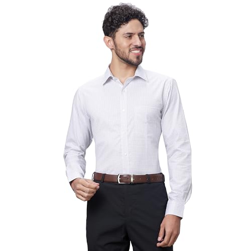 Image of Raymond Men Slim Fit Structure Pattern Pure Cotton Semi Cutaway Collar Full Sleeve Formal Shirt