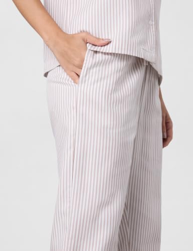 Image of Symbol Premium Women's Cotton Night Suit Set | Short Sleeve Shirt & Pajama Set | Stripes with Contrast Piping | Regular Fit (Available in Plus Sizes)