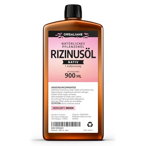 Aceite de ricino 900 ml – 100% nativo – Prensado en frío – Ricinus Communis – Orgaliane