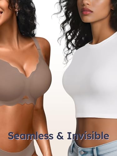 Image of Seamless Jelly Bras for Women - Wireless Gel Bra No Underwire with Support Full Coverage Comfort T-Shirt Bralette