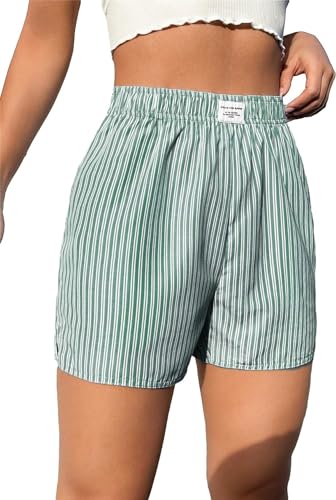 Short à taille élastique anti-compression à carreaux et rayures d'été