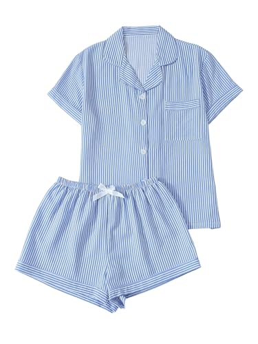Image of Floerns Women's Floral Pajamas Notch Collar Print Sleepwear Two Piece Pajama Set