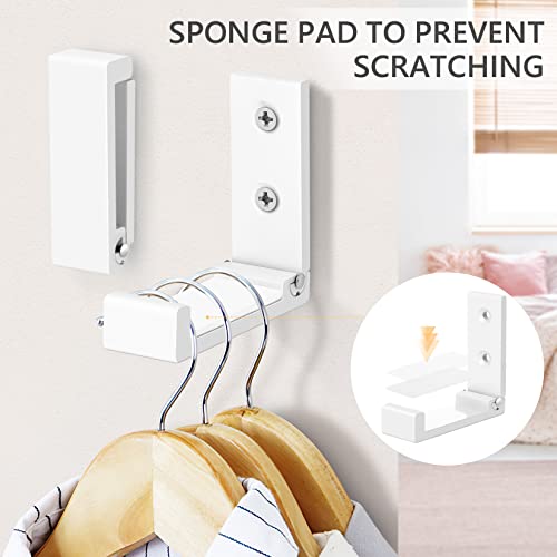 Folding Coat Hooks, 5Pcs White Wall Hooks Heavy Duty For Hanging Coat Towel Backpack, Foldable Adhesive Hooks, Headphone Jacket Holder, Aluminum Alloy No Rust Hooks With Screws For Purse Hat Bag Keys #TOP3